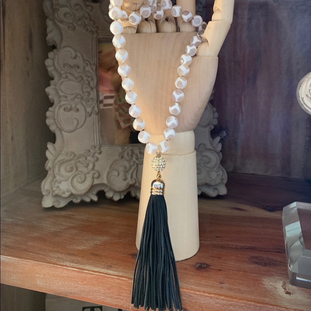 NEW Betsy Pittard statement fringe tassel necklace